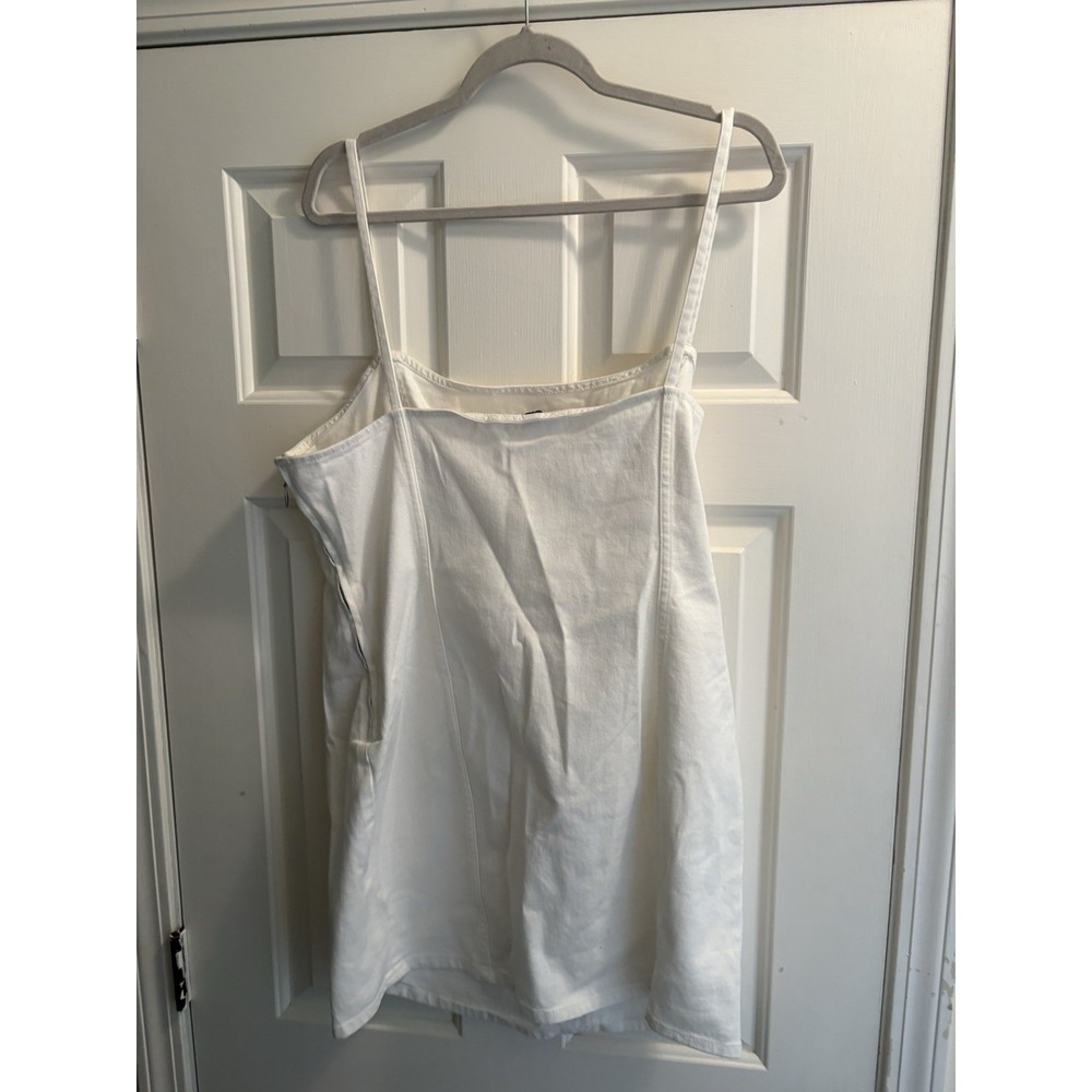 H&M Divided White Denim Mini Dress Size XL Spaghetti Strap - Picture 4 of 6